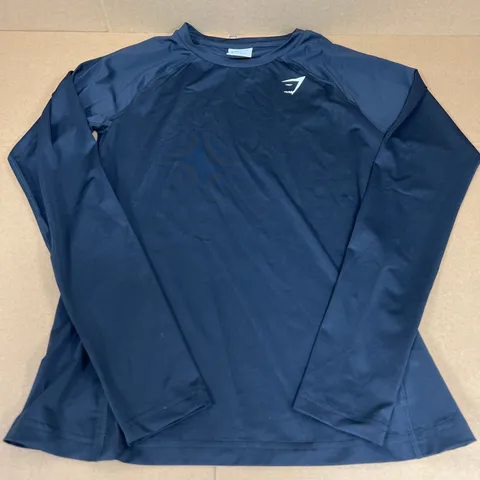 GYMSHARK LONG SLEEVED TRAINING TOP IN BLACK SIZE MEDIUM