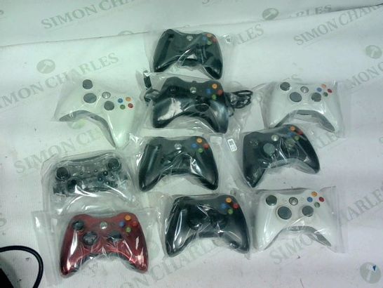 LOT OF 10 ASSORTED XBOX 360 CONTROLLERS