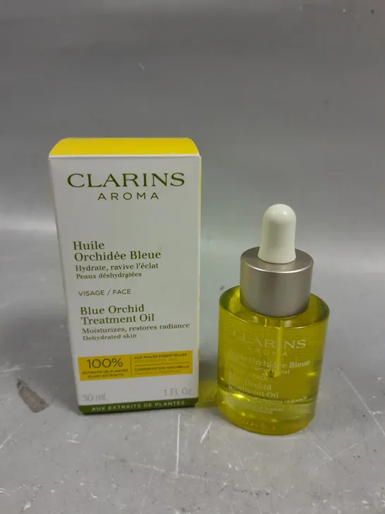 BOXED CLARINS AROMA BLUE ORCHID TREATMENT OIL - 30ML 