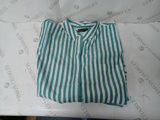 ASOS DESIGN OXFORD SHIRT IN GREEN STRIPE SIZE 14