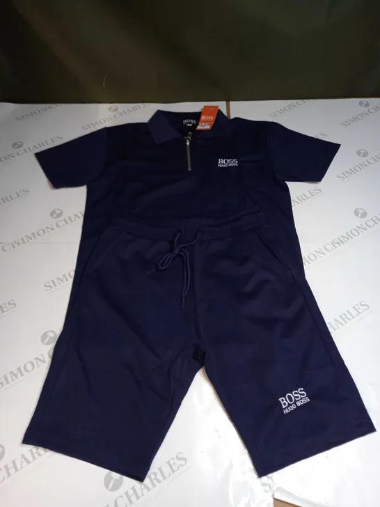 BOYS HUGO BOOS MATCHING POLO SHIRT AND SHORTS SIZE 9-10 YEARS