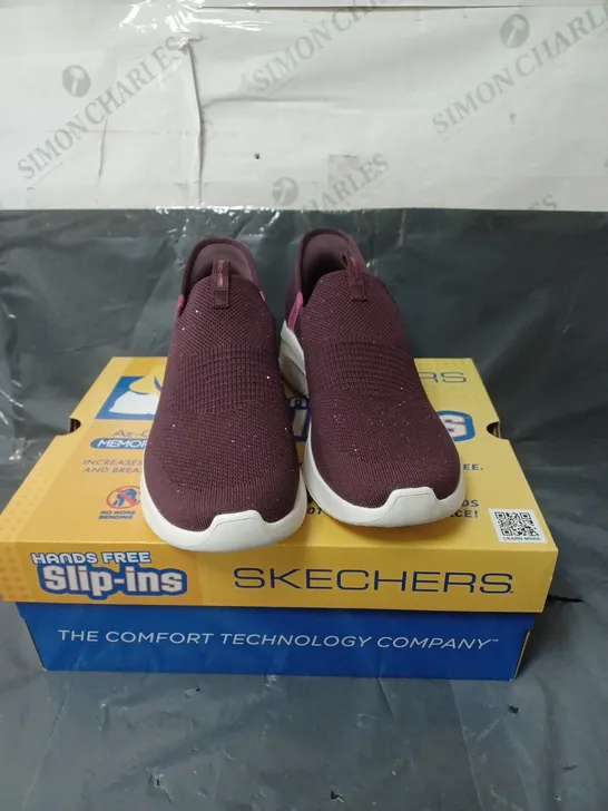 SKECHERS SLIP-INS TRAINERS PURPLE GLITTER SIZE 6