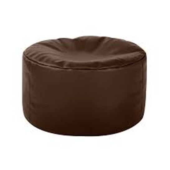 BOXED DELANEY POUFFE - BROWN UPHOLSTERY 