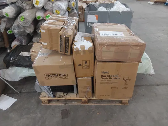 PALLET OF ASSORTED HOUSEHOLD GOODS AND INCOMPLETE FURNITURE PARTS 