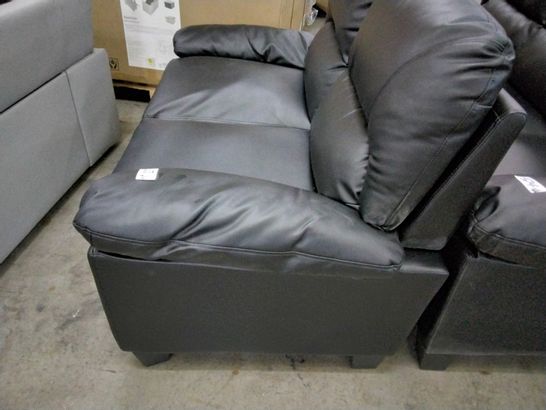 DESIGNER BLACK LEATHER FIXED TWO SEATER SOFA 