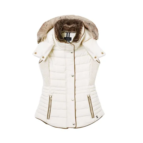 JOULES MELFORD PADDED GILET - WINTER WHITE, SIZE 14