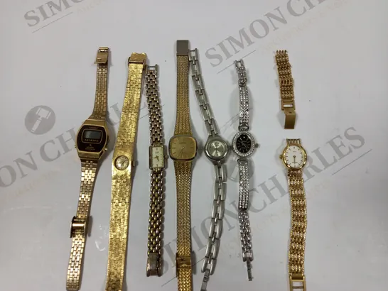 BOX OF 7 ASSORTED DRESS WATCHES IN VARYING BRANDS TO INCLUDE SEKONDA, GILLEX, SANTIMA ETC