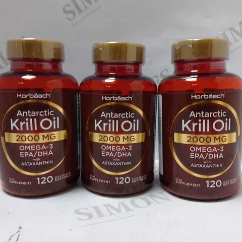 LOT OF 3 ANTARCTIC KRILL OIL 2000MG | 120 SOFTGEL CAPSULES