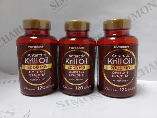 LOT OF 3 ANTARCTIC KRILL OIL 2000MG | 120 SOFTGEL CAPSULES