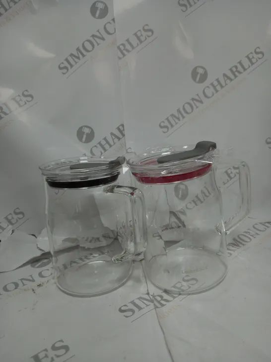 2 X GLASS HANDLED GLASSES 