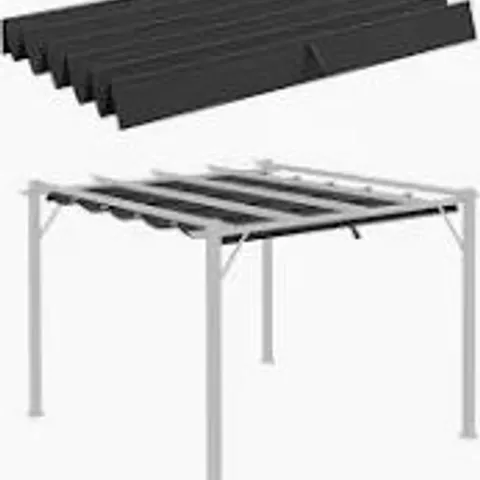 BOXED OUTSUNNY RETRACTABLE PERGOLA SHADE COVER, REPLACEMENT CANOPY FABRIC FOR 3 X 3 (M) PERGOLA, GAZEBO RETRACTABLE ROOF, DARK GREY