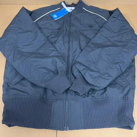 ADIDAS BOMBER JACKET IN CARBON BLACK SIZE 10