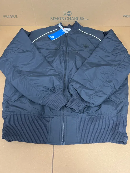 ADIDAS BOMBER JACKET IN CARBON BLACK SIZE 10