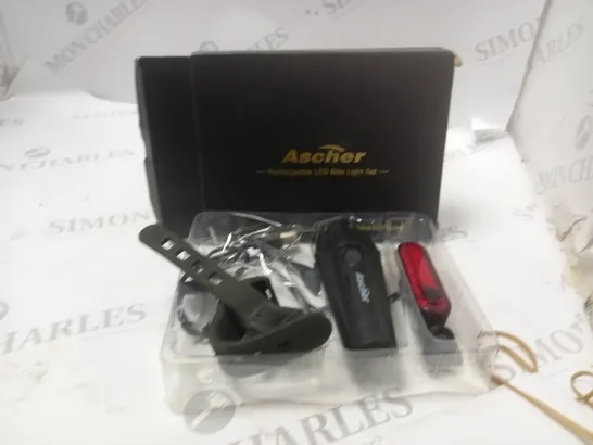 ASCHER RECHARGEABLE LED BIKE LIGHT SET