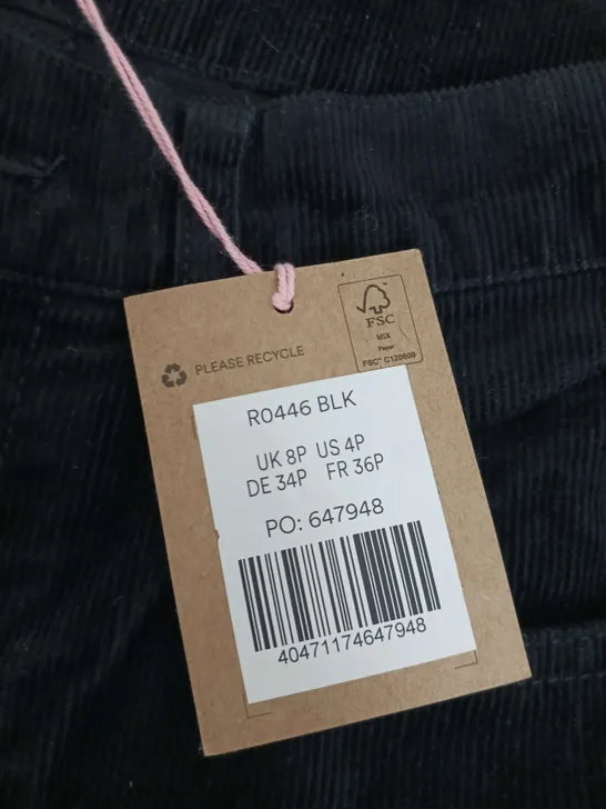 BODEN BLACK CHORD TROUSERS SIZE UK 8P 