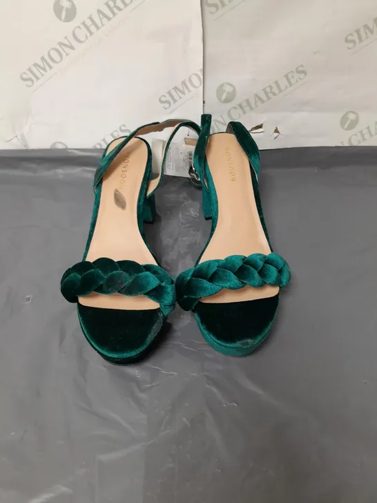 MONSOON LADIES OPEN TOE SANDALS GREEN VELVET SIZE 6