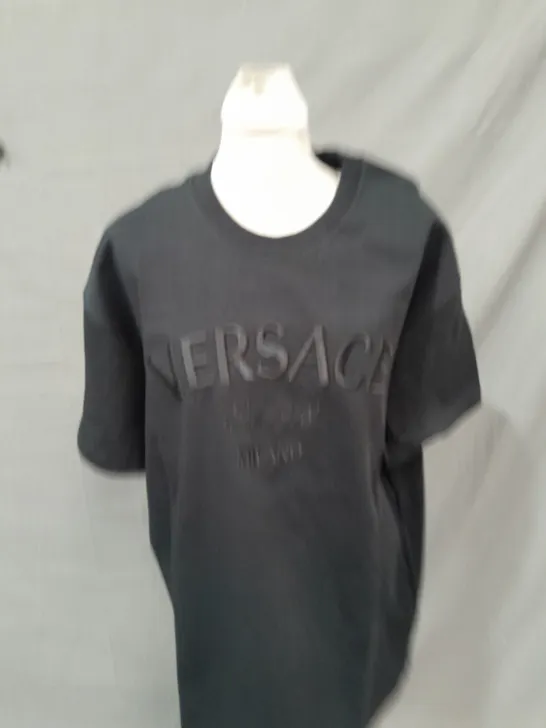 VERSACE BLACK T-SHIRT WITH EMBROIDERD LOGO - XL