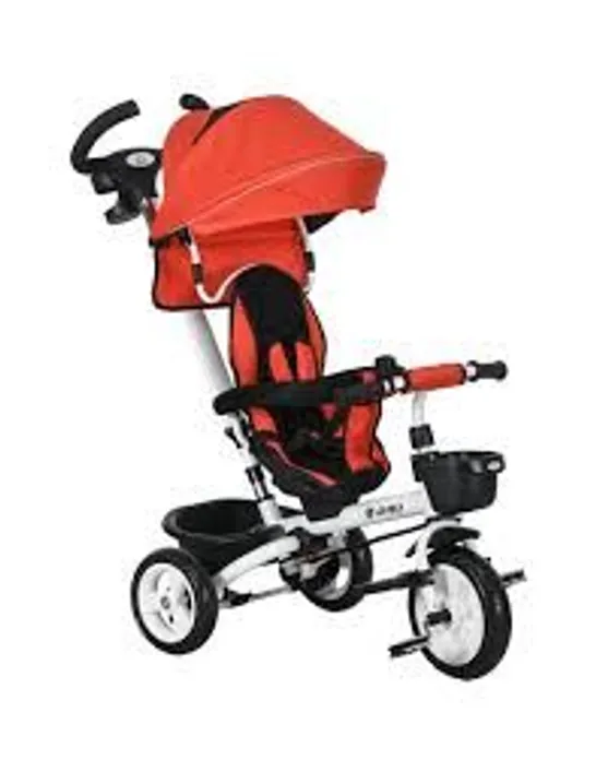 BOXED HOMCOM METAL FRAME 6 IN 1 BABY PUSH TRICYCLE WITH PARENT HANDLE FOR 1-5 YEARS OLD, RED