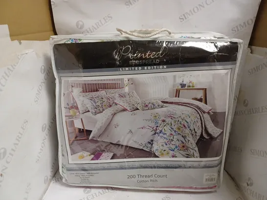 PACKAGED LIMITED EDITION 200 THREAD PRINTED BEDSPREAD - 200 X 200CM. 