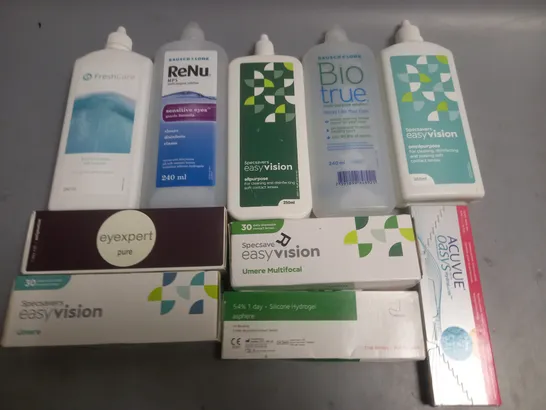 LOT OF ASSORTED EYE CARE ITEMS TO INCLUDE SPECSAVERS, ACUVUE AND BAUSCH & LOMB