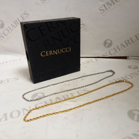 LOT OF 2 CERNUCCI 3MM ROPE CHAINS (WHITE GOLD + GOLD)