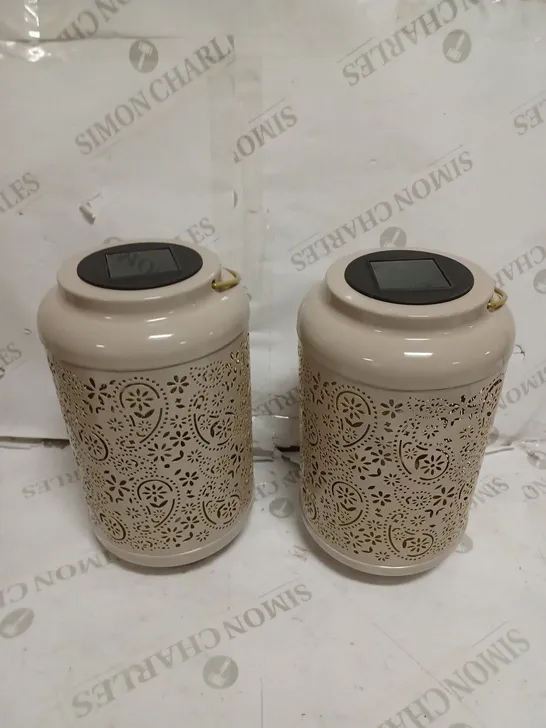 GARDEN REFLECTIONS SET OF 2 PATTERNED SOLAR LANTERNS