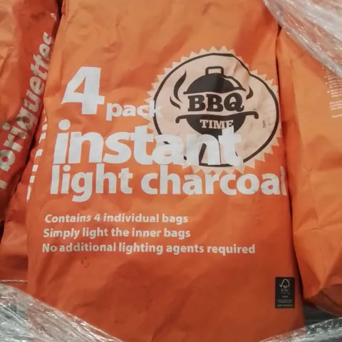 PALLET TO CONTAIN APPROX 110 BAGS OF BBQ TIME 4 PACK INSTANT LIGHT CHARCOAL BAGS 