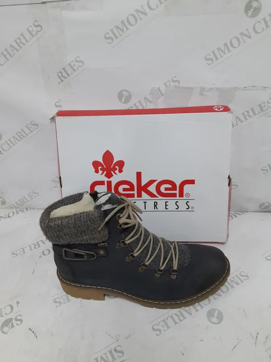 BOXED RIEKER CUFFED WATER RESISTANT LACED HIKING BOOTS SIZE 8 