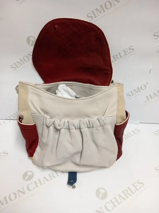 ISABEL MARANT RED, GREY AND YELLOW SOFT LEATHER SADDLE BAG