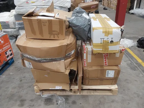 PALLET OF ASSORTED RAW HOUSEHOLD ITEMS AND FURNITURE PARTS 