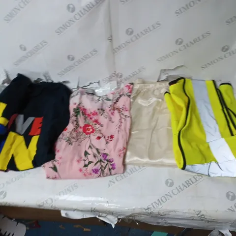 BOX OF ASSORTED CLOTHING ITEMS TO INCLUDE JACKETS, WAIST COAT, PYJAMAS ETC