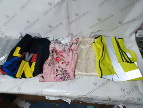 BOX OF ASSORTED CLOTHING ITEMS TO INCLUDE JACKETS, WAIST COAT, PYJAMAS ETC