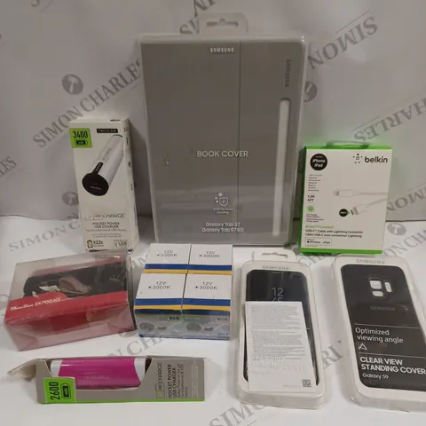 APPROXIMATELY 20 ASSORTED ELECTRICAL PRODUCTS TO INCLUDE TABLET CASES, CHARGING CABLES, POWERBANK ETC 