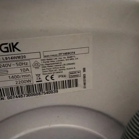 LOGIK L914WM20 WASHING MACHINE