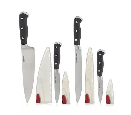 SABATIER 4 PIECE SET EDGEKEEPER SELF SHARPENING KNIVES W/ SHEATHS