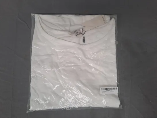 OASIS ESSENTIAL COTTON SLUB ROLL SLEEVE T-SHIRT IN IVORY SIZE MEDIUM