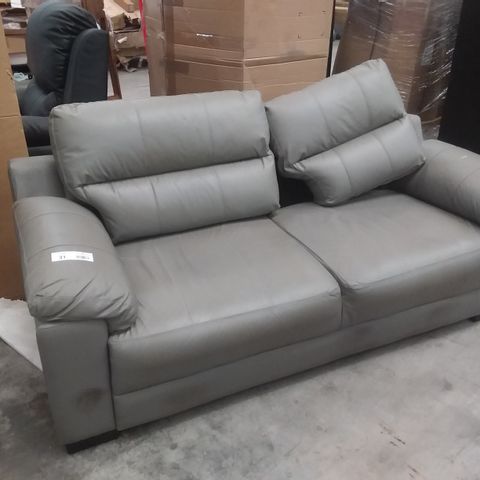 DESIGNER GREY FAUX LEATHER TWO SEATER SOFA