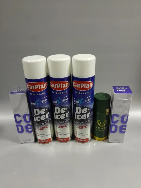 APPROXIMATELY 15 ASSORTED AEROSOLS TO INCLUDE CAR PLAN DE-ICER, WILD STONE CODE PERFUME, DENVER BODY SPRAY ETC - COLLECTION ONLY 