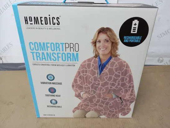 LOT OF 4 BOXED AS NEW HOMEDICS COMFORT PRO TRANSFORM CORDLESS HEATED THROWS