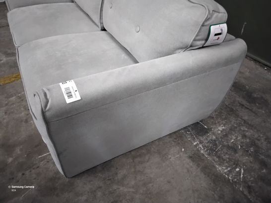 DESIGNER GREY FABRIC FIXED THREE SEATER SOFA 