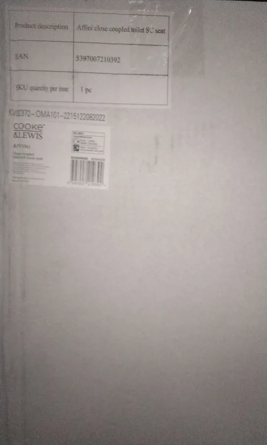 BOXED AFFINI CLOSE COUPLED TOILET SC SEAT