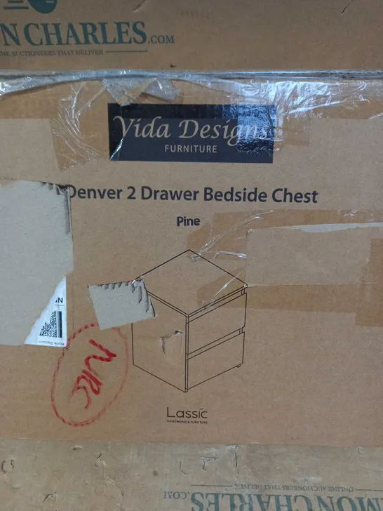 VIDA DESIGNS DENVER 2 DRAWER BEDSIDE CHEST 