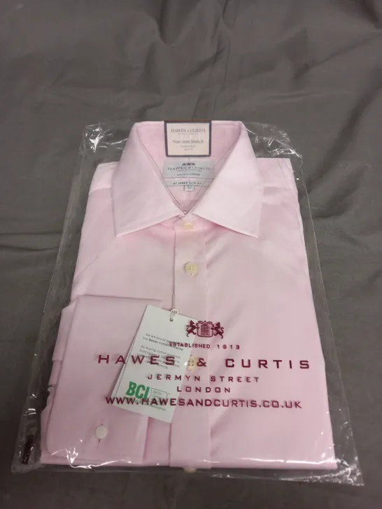 SEALED HAWES & CURTIS NON IRON STRETCH ST JAMES SLIM FIT SHIRT IN PINK -15.5