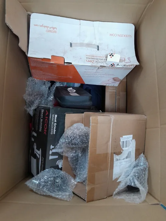 BOX OF ASSORTED ITEMS TO INCLUDE WIRELESS HEADSET - MOON LIGHT - JOYVITA WHEELS / COLLECTION ONLY 