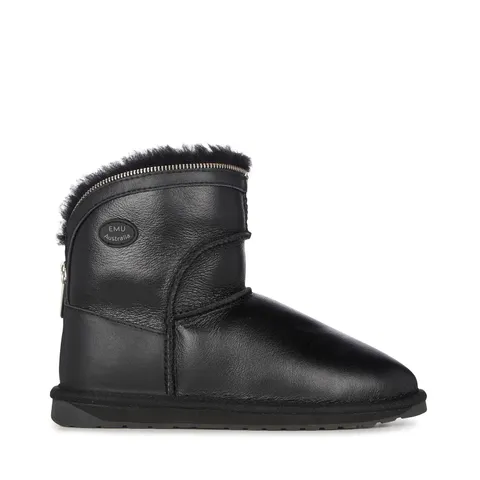 EMU AUSTRALIA BARWON ZIP UP BOOTS - BLACK, SIZE 5