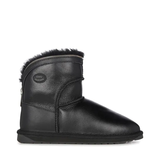 EMU AUSTRALIA BARWON ZIP UP BOOTS - BLACK, SIZE 6