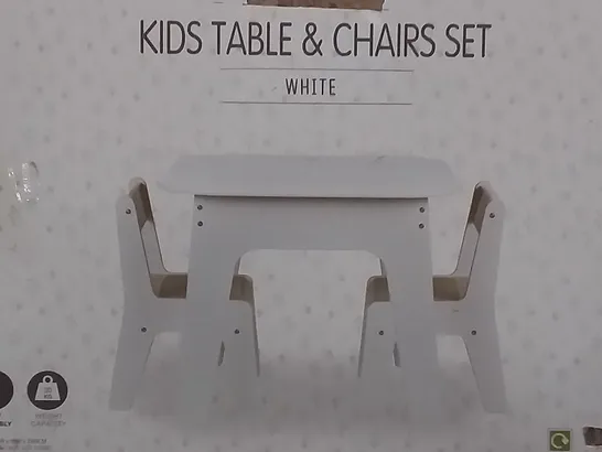 BOXED KIDS TABLE AND CHAIR SET IN WHITE 