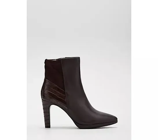 RUTH LANGSFORD PLATFORM LEATHER ANKLE BOOTS - CHOCOLATE LEATHER,  SIZE 6