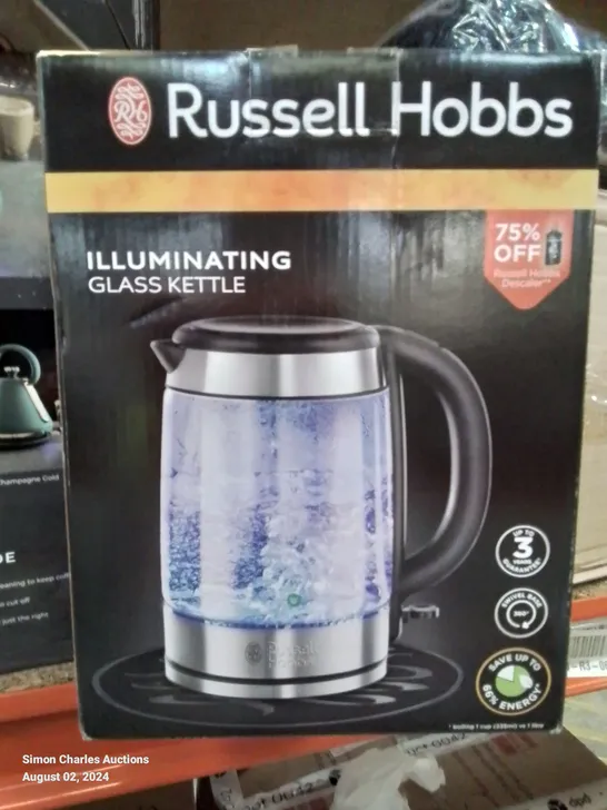 BOXED RUSSELL HOBBS 1.7L GLASS KETTLE