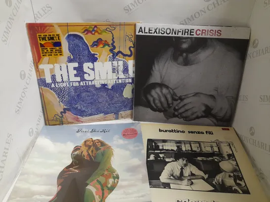 BOX OF APPROX 10 VINYL RECORDS TO INCLUDE ALEXISONFIRE, THE SMILE AND FIRST AID KIT